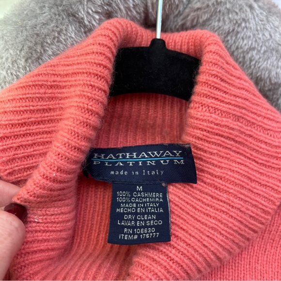 Salmon Pink Cashmere Turtleneck Sweater - Picture 2 of 7